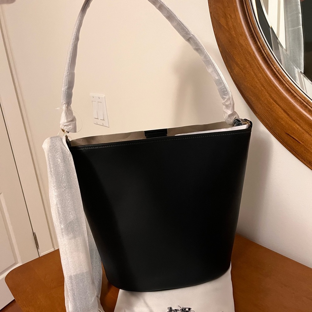 Coach Black Leather Bucket Bag